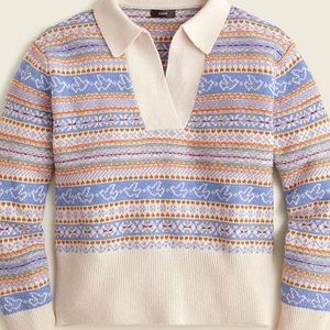 J Crew 70’s inspired fair isle collared sweater size large